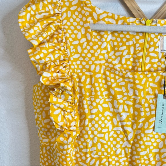 SIKA x Anthropologie Marigold Yellow White Ruffled Sleeve Maxi Dress - Picture 6 of 12